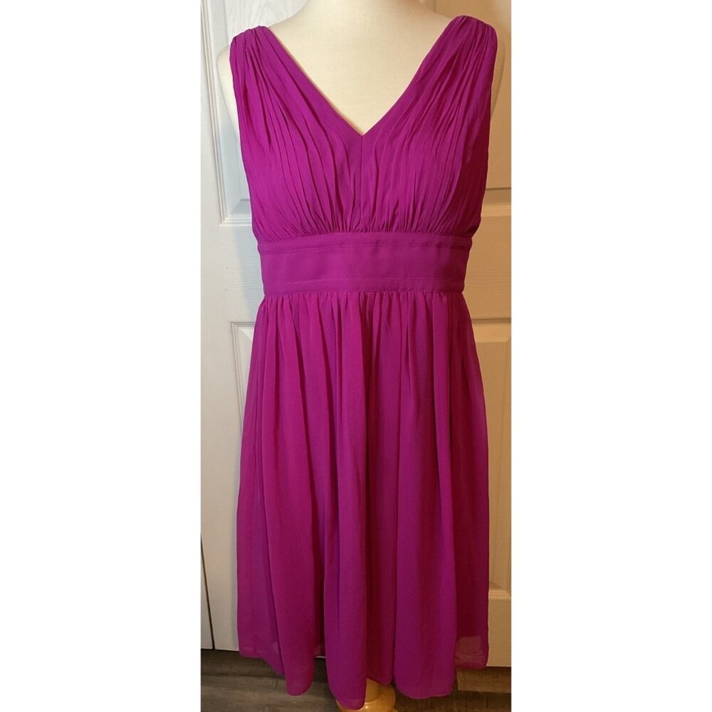 Donna Morgan Hot Pink Fuschia V-Neck Dress Size 4
